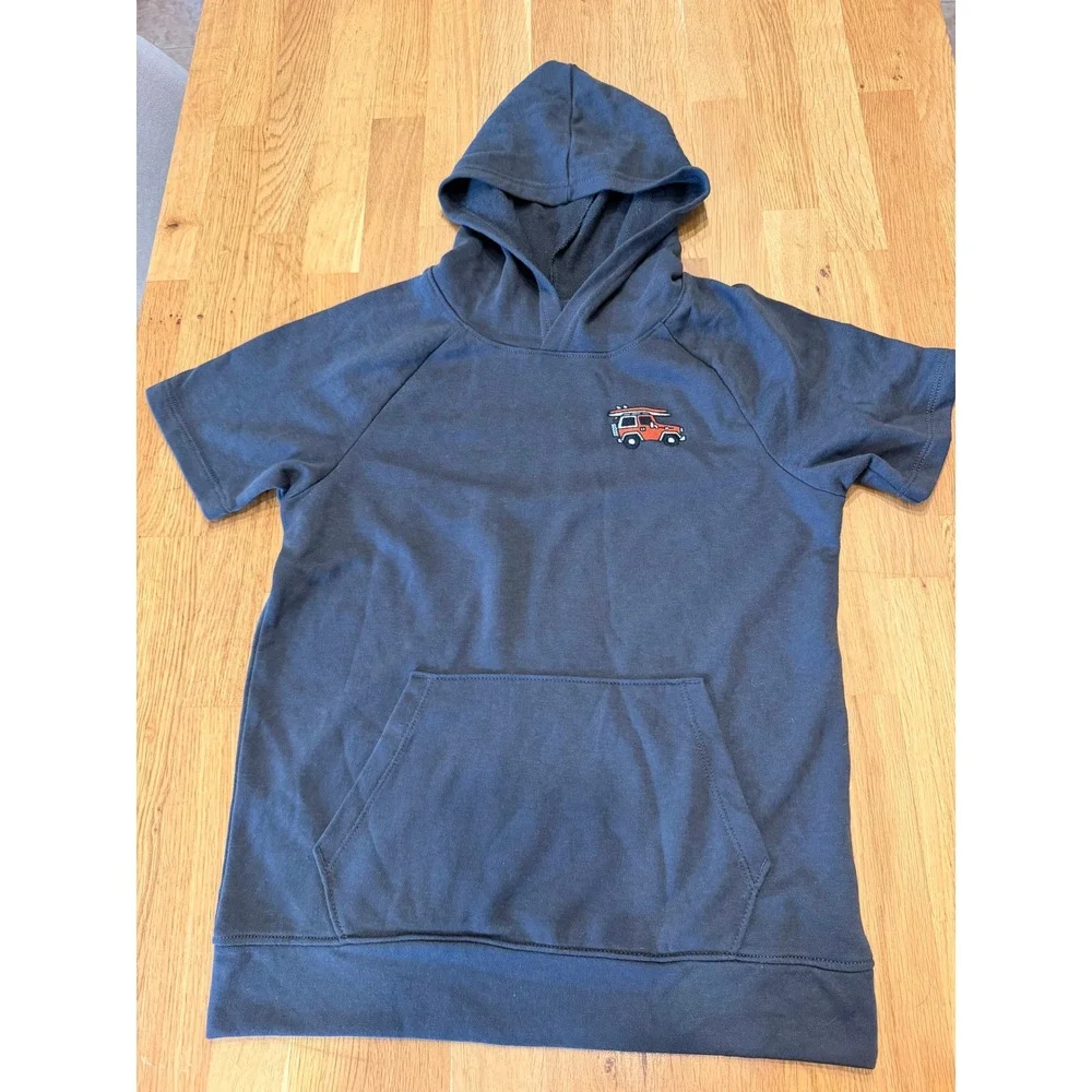 Old Navy Boys XL 14-16 Short Sleeve Hoodie Gray Surf Jeep French Terry NWT
